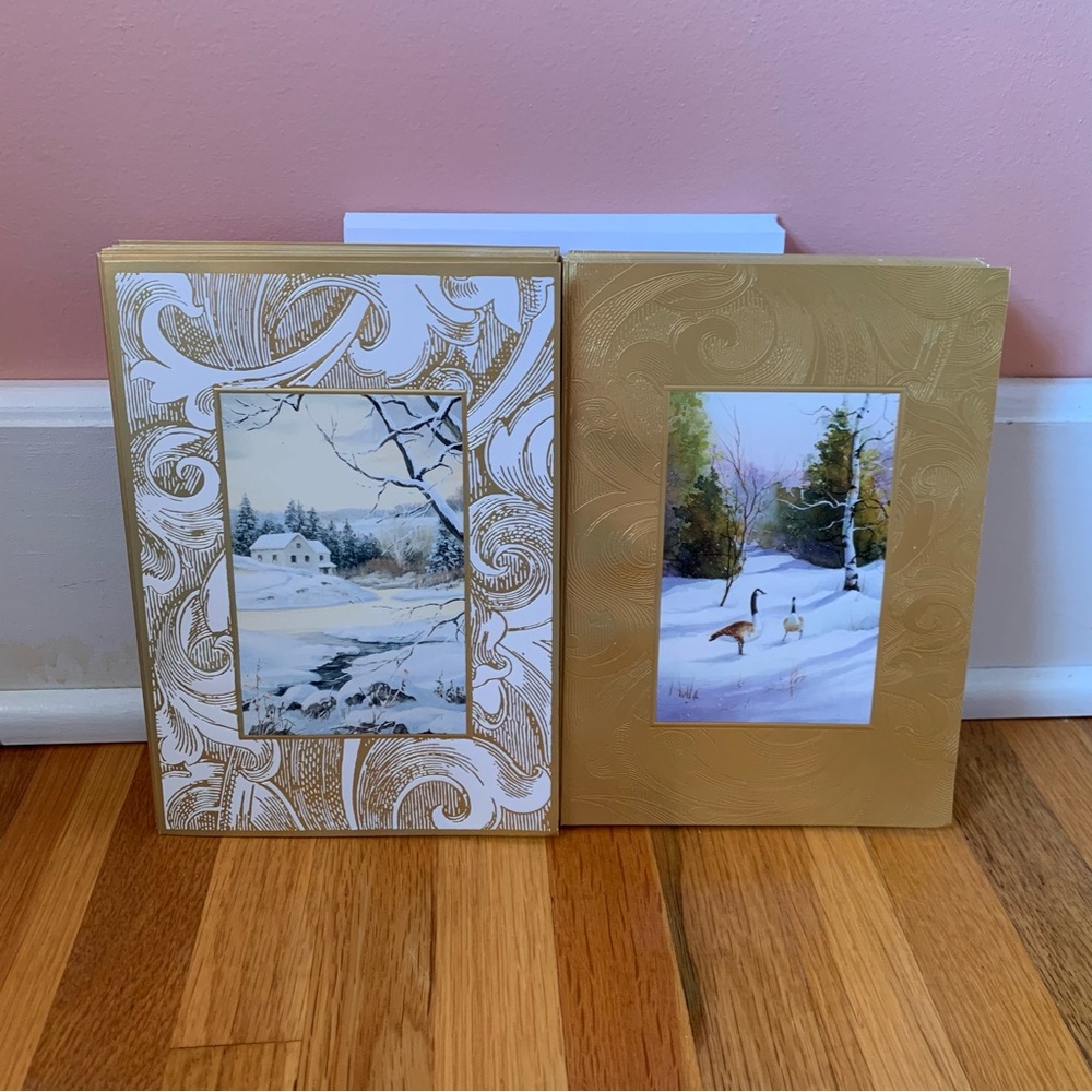 Lot of 28 Vintage Christmas Cards with Envelopes Gold Embossed Cards Classic